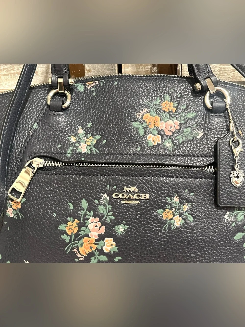 COACH Prairie Satchel Rose Bouquet Midnight Blue 91603